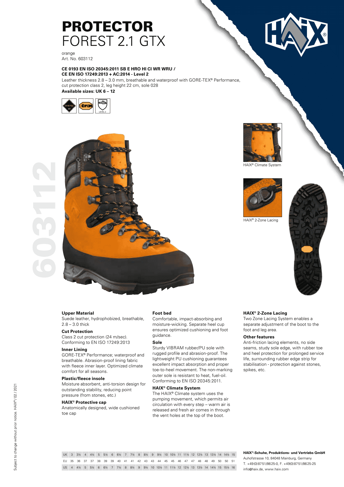 Haix Protector Forest 2.1 GTX Orange 